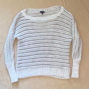 Express Pullover Cream & Tan Open Knit Sweater